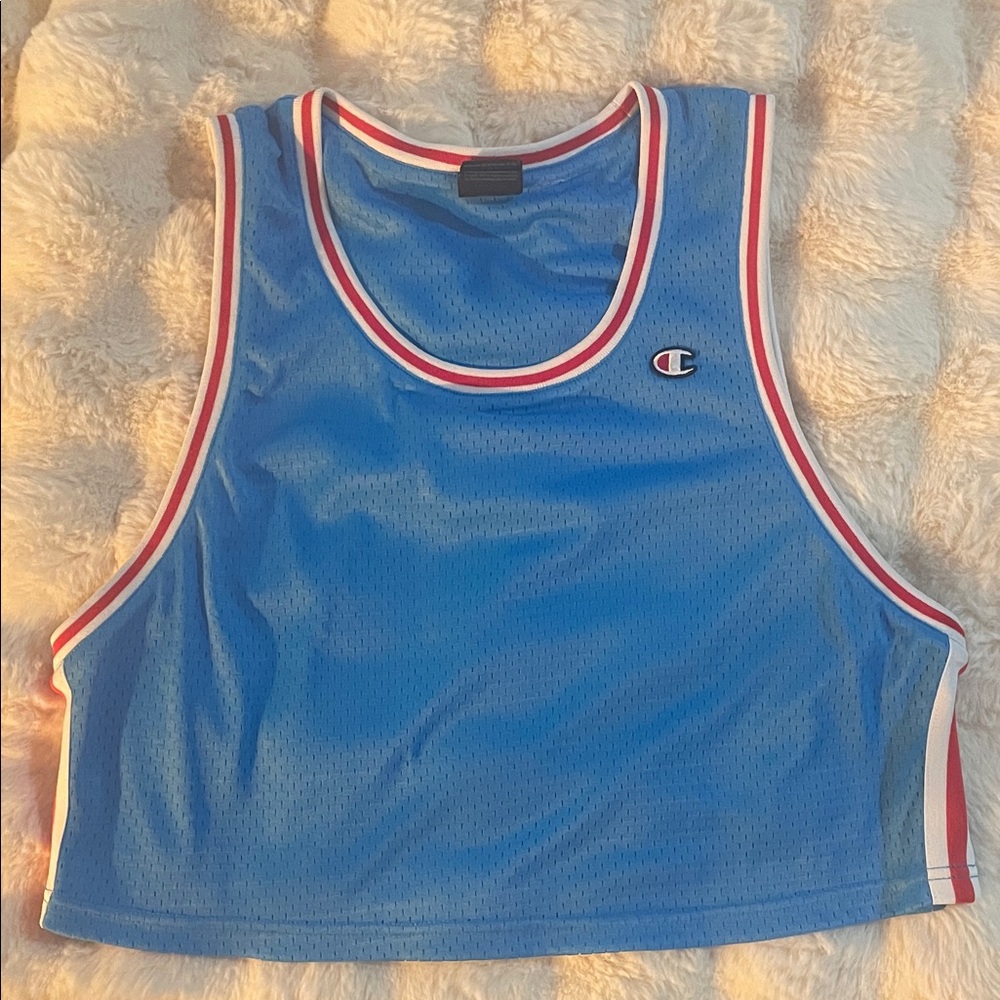 Champion Blue Mesh Tank with Red Stripes